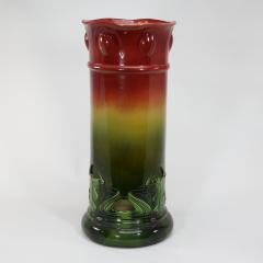 Bretby Art Pottery Bretby An Arts Crafts Red Green Umbrella Walking Stick Stand - 4182691