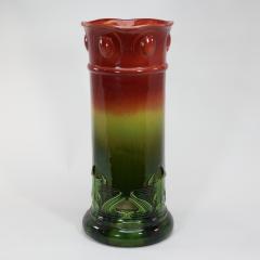 Bretby Art Pottery Bretby An Arts Crafts Red Green Umbrella Walking Stick Stand - 4182692