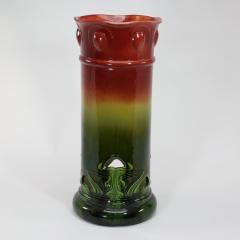 Bretby Art Pottery Bretby An Arts Crafts Red Green Umbrella Walking Stick Stand - 4182693
