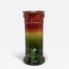 Bretby Art Pottery Bretby An Arts Crafts Red Green Umbrella Walking Stick Stand - 4186713