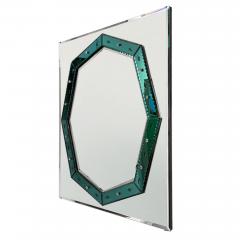 British Art Deco Mirror with Green Glass Detail - 3369393