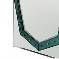 British Art Deco Mirror with Green Glass Detail - 3369394