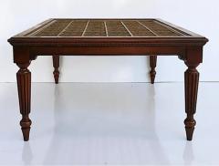 British Colonial Style Coffee Table with Inset Bronze Christies Auction Label - 3528360