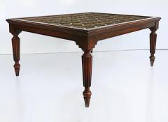 British Colonial Style Coffee Table with Inset Bronze Christies Auction Label - 3528368