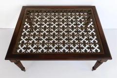 British Colonial Style Coffee Table with Inset Bronze Christies Auction Label - 3528500