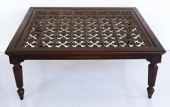 British Colonial Style Coffee Table with Inset Bronze Christies Auction Label - 3528513