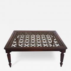 British Colonial Style Coffee Table with Inset Bronze Christies Auction Label - 3531230