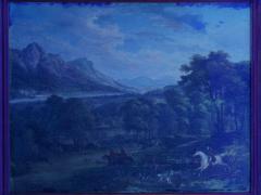 British School 19th C Antique Oil Landscape Painting of A Hunting Party  - 1089241