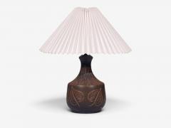 Brom lle Keramik Leaf Table Lamp Brown Stoneware Denmark 1960s - 4803632