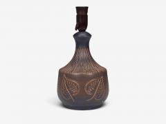 Brom lle Keramik Leaf Table Lamp Brown Stoneware Denmark 1960s - 4803633