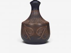 Brom lle Keramik Leaf Table Lamp Brown Stoneware Denmark 1960s - 4803634