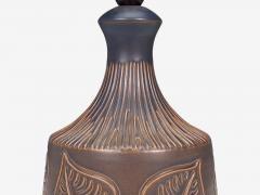 Brom lle Keramik Leaf Table Lamp Brown Stoneware Denmark 1960s - 4803635