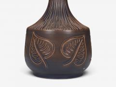 Brom lle Keramik Leaf Table Lamp Brown Stoneware Denmark 1960s - 4803636