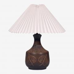 Brom lle Keramik Leaf Table Lamp Brown Stoneware Denmark 1960s - 4817937