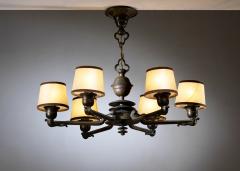Bronze 6 armed chandelier - 4324409