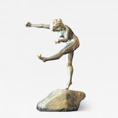 Bronze Art Nouveau Sculpture of a Nude Dancer Base Marked Colinet - 4345363
