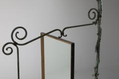 Bronze Brass and Forged Steel Decorative Floor Mirror 1920s - 1911723