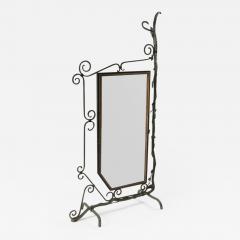 Bronze Brass and Forged Steel Decorative Floor Mirror 1920s - 1913178