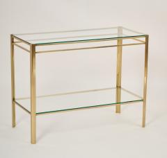 Bronze Console Table with Two Clear Glass Shelves France 1970s - 4517971
