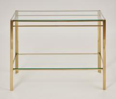 Bronze Console Table with Two Clear Glass Shelves France 1970s - 4517974
