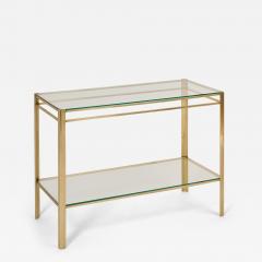 Bronze Console Table with Two Clear Glass Shelves France 1970s - 4522173