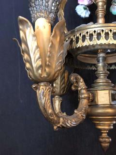 Bronze Louis XVI Style French Chandelier with Porcelain Flowers - 1285574
