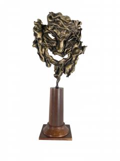 Bronze Mask Sculpture on Wood Base - 4197064
