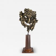 Bronze Mask Sculpture on Wood Base - 4214080