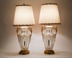 Bronze Mounted Cut Crystal Pair Early 19th Century Lamps - 1037608