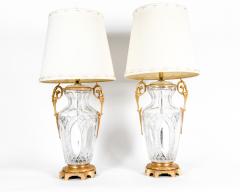 Bronze Mounted Cut Crystal Pair Early 19th Century Lamps - 1037616
