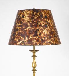 Bronze Turned Floor Lamp with Faux Tortoiseshell Shade - 3265116