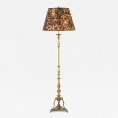 Bronze Turned Floor Lamp with Faux Tortoiseshell Shade - 3272361