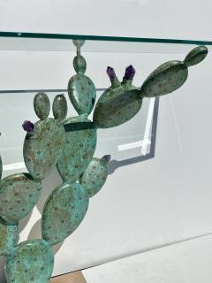 Bronze and Amethyst Prickly Pear Cactus Console Table - 3014490