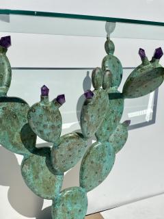 Bronze and Amethyst Prickly Pear Cactus Console Table - 3014491