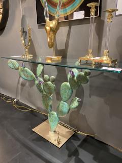 Bronze and Amethyst Prickly Pear Cactus Console Table - 3014494
