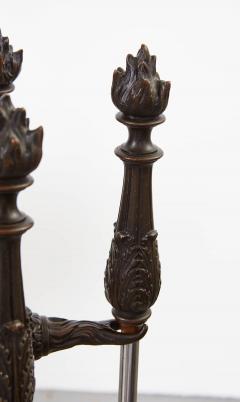 Bronze and Steel Flame Finial Firetools on Stand - 3330062