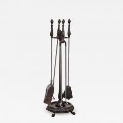 Bronze and Steel Flame Finial Firetools on Stand - 3333748