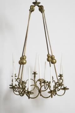 Bronze and brass 12 candles ceiling lamp 19th c  - 4695835