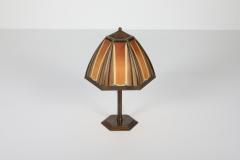 Bronze and coloured glass art deco lamp Netherlands 1920s - 1918590