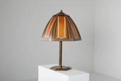 Bronze and coloured glass art deco lamp Netherlands 1920s - 1918591