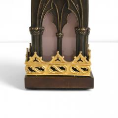 Bronze model of a Gothic church steeple with gilded detail and original glass  - 4451878