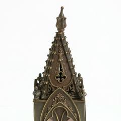 Bronze model of a Gothic church steeple with gilded detail and original glass  - 4451890