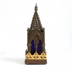 Bronze model of a Gothic church steeple with gilded detail and original glass  - 4452032