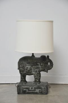 Bronzed Plaster Elephant Lamp - 1307380