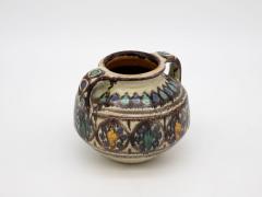 Brown Blue and Yellow Two Handled Vase - 2183863