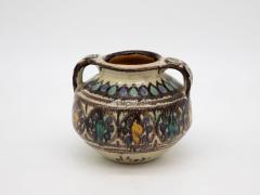 Brown Blue and Yellow Two Handled Vase - 2183868