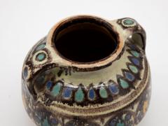 Brown Blue and Yellow Two Handled Vase - 2183871