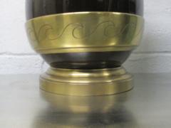 Brown Ceramic and Brass Lamp - 1920774