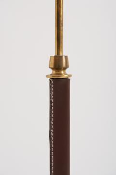 Brown Leather and Brass Floor Lamp - 3528146