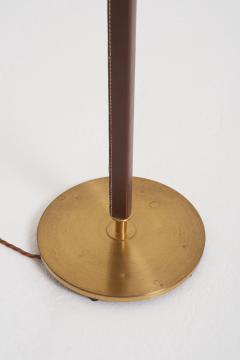 Brown Leather and Brass Floor Lamp - 3528148
